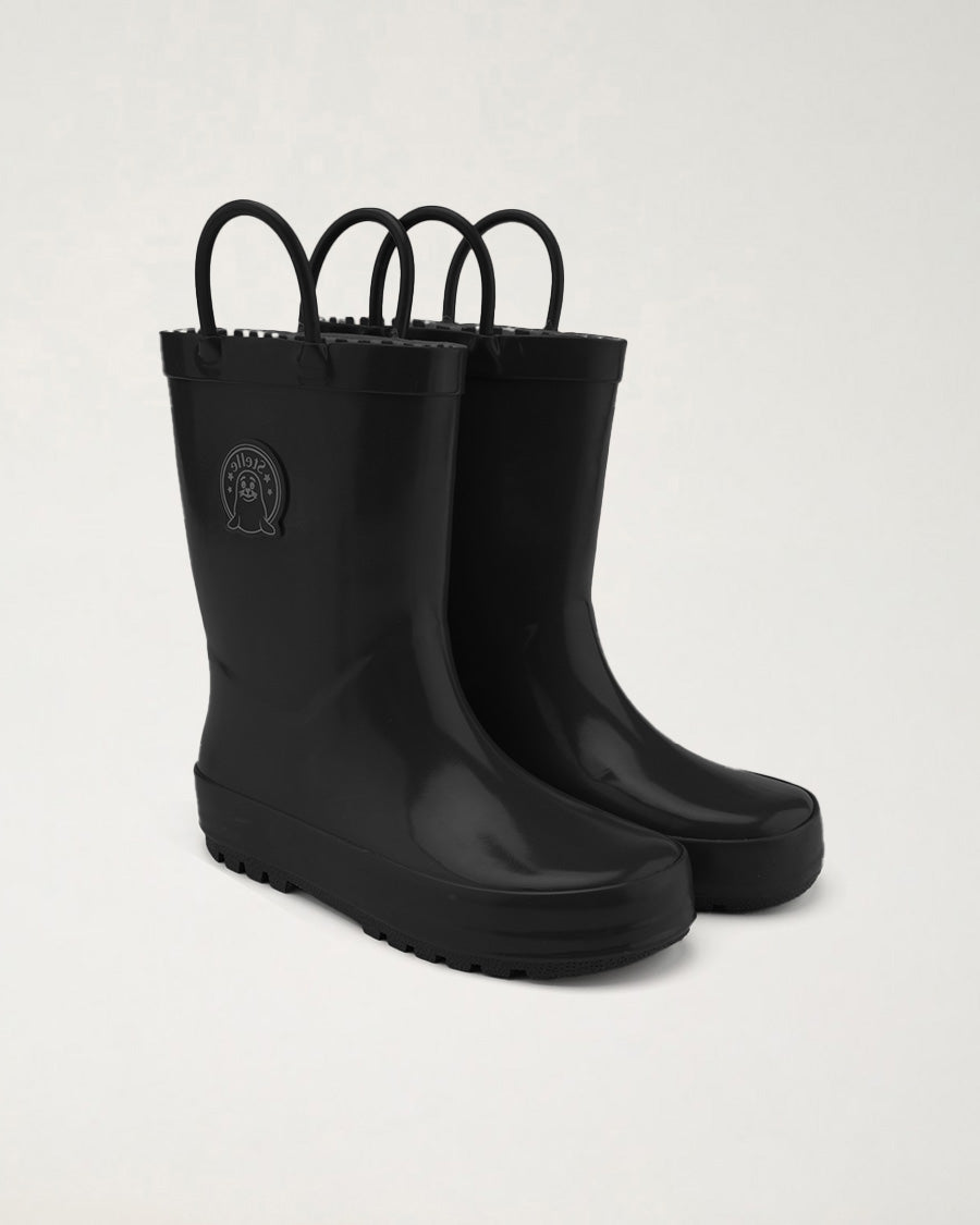 Make A Splash Kids Rubber Rain Boots in Black