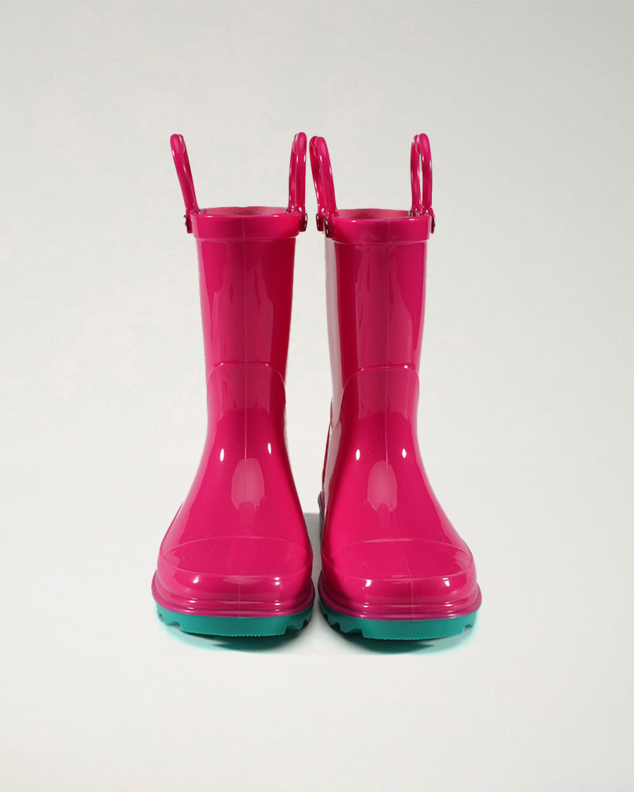 Fuchsia Puddle Jumper Kids Rubber Rain Boots