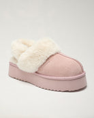 Pink Warm-Lined Suede Slippers