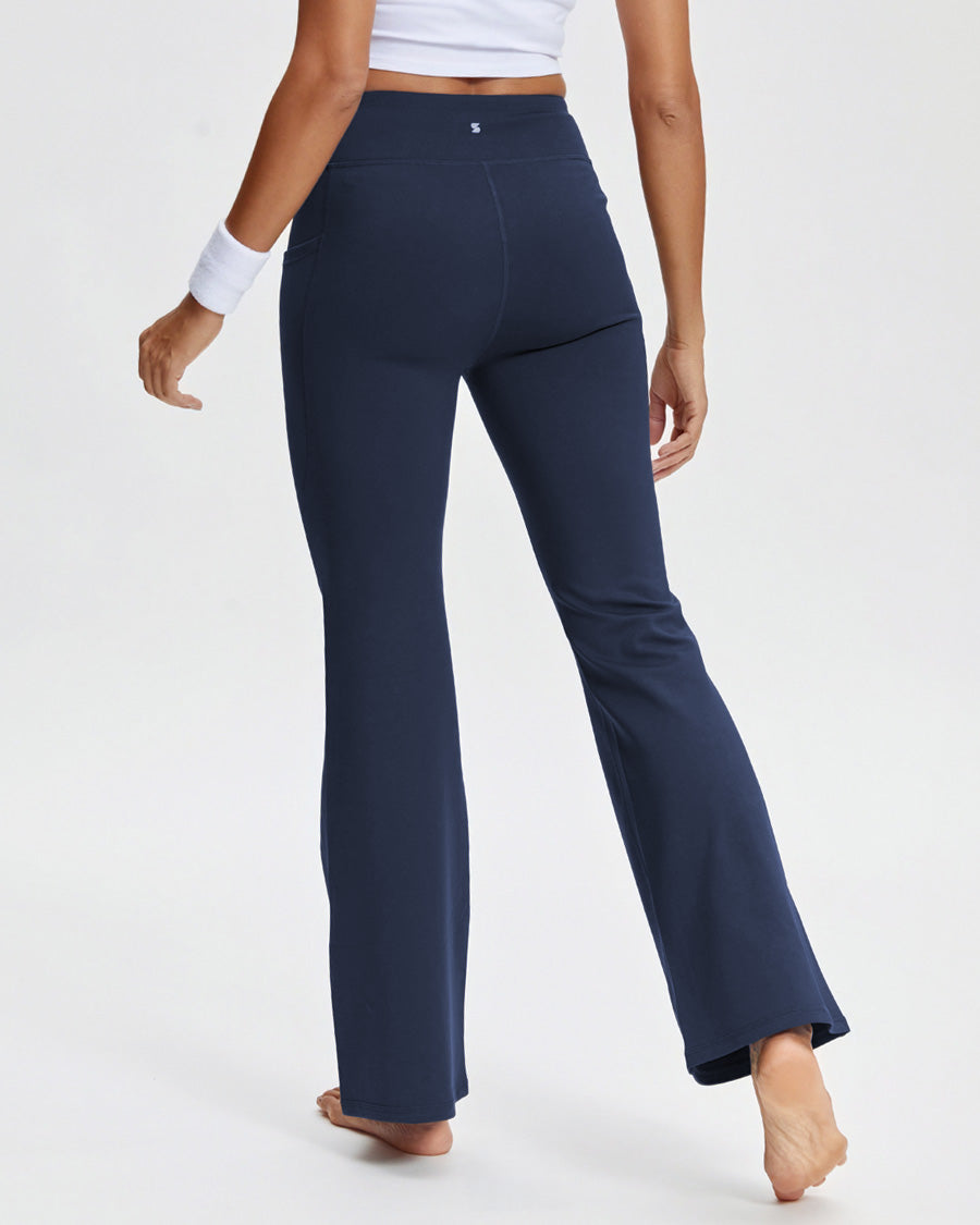 Navy Flared Fleece-Lined Leggings