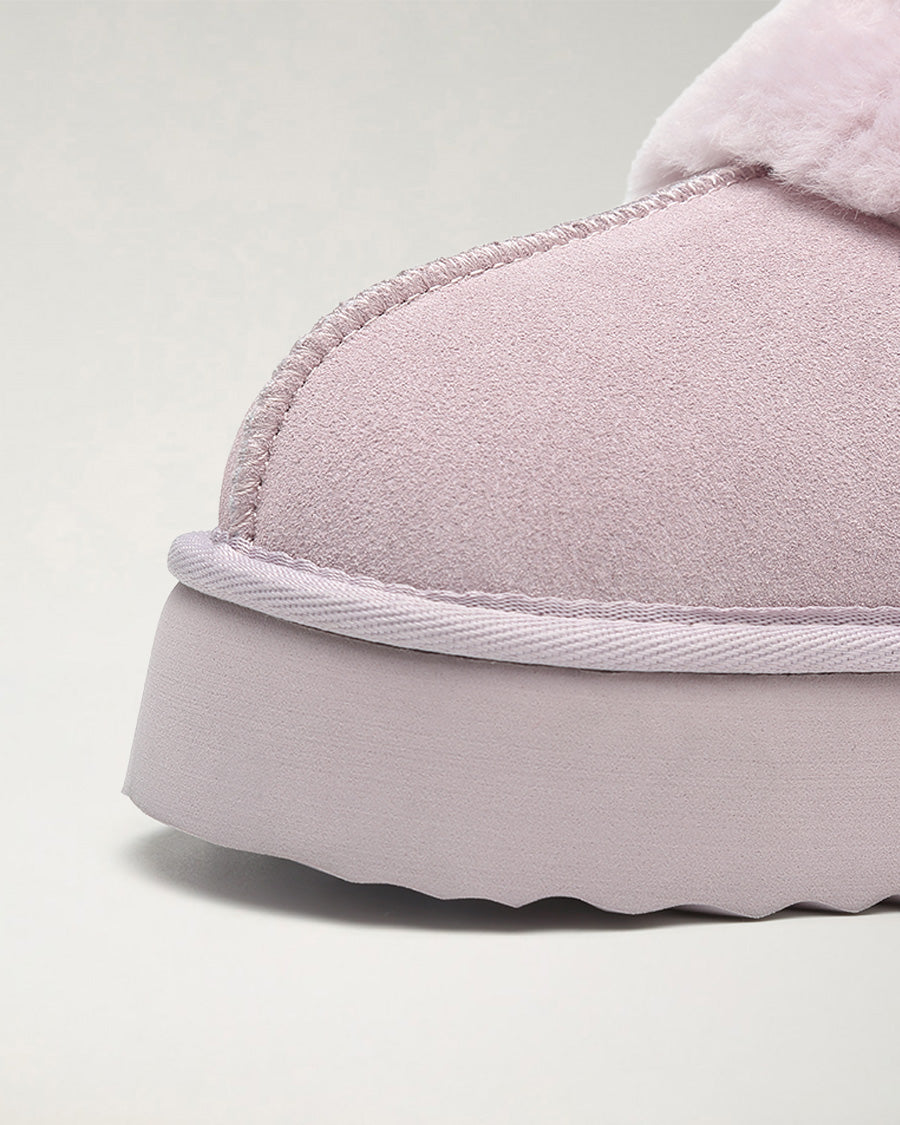 Lilac Warm-Lined Suede Slippers