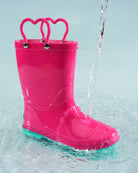 Fuchsia Puddle Jumper Kids Rubber Rain Boots