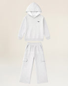 Light Heather Grey Fleece Out Kids Matching Sweat Set