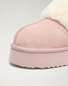 Pink Warm-Lined Suede Slippers