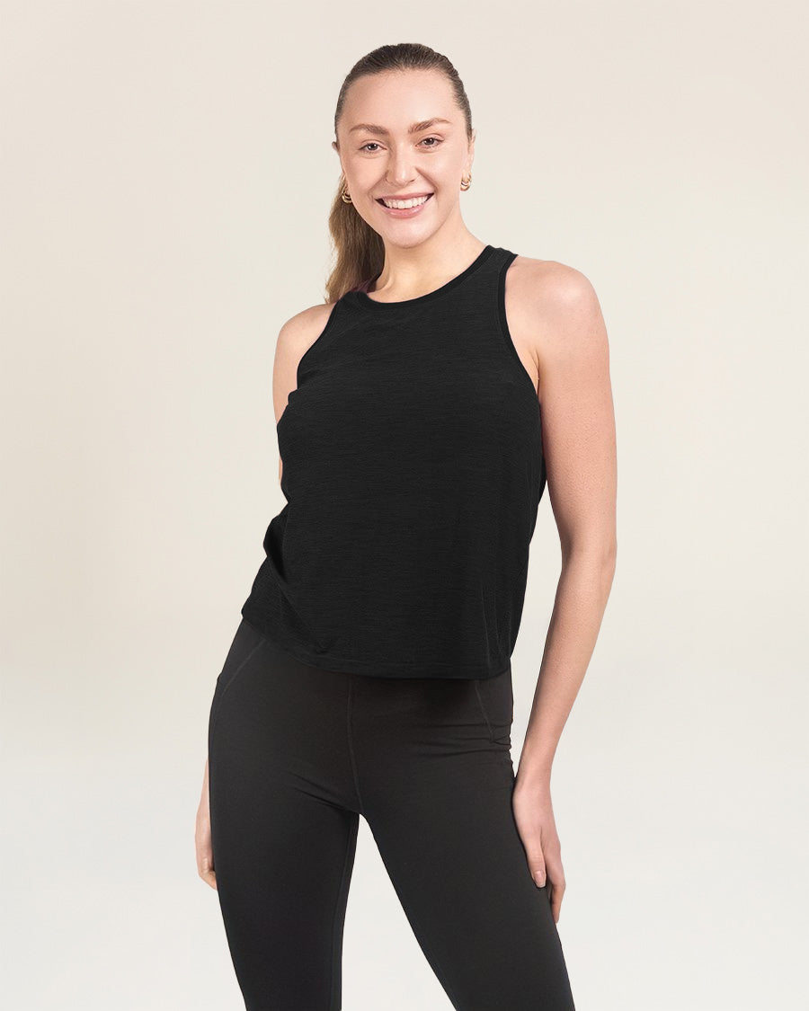 Charcoal Racerback Tank Top | Workout Tops – Stelle