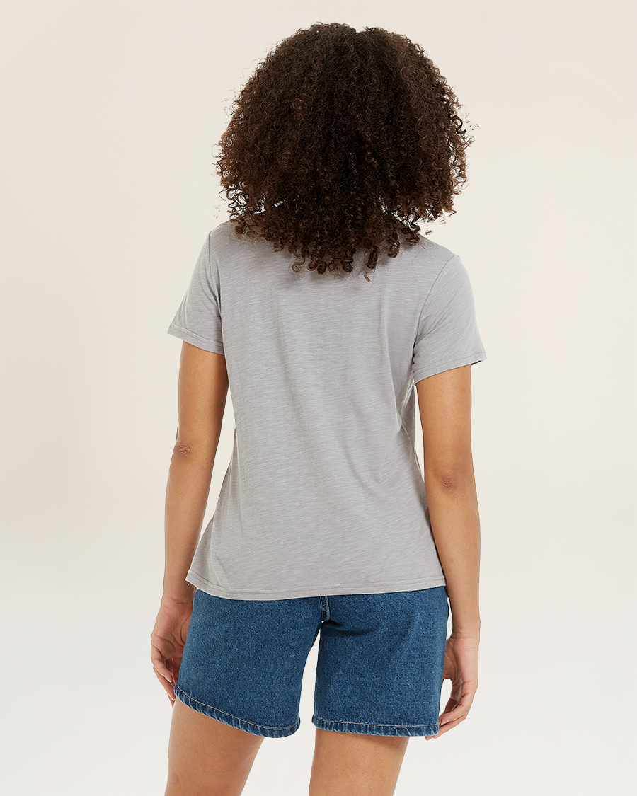 Grey Short-Sleeve Cotton Slub T-Shirt