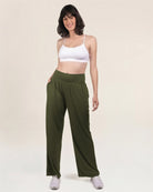 Olive Green Wide Leg Casual Pants