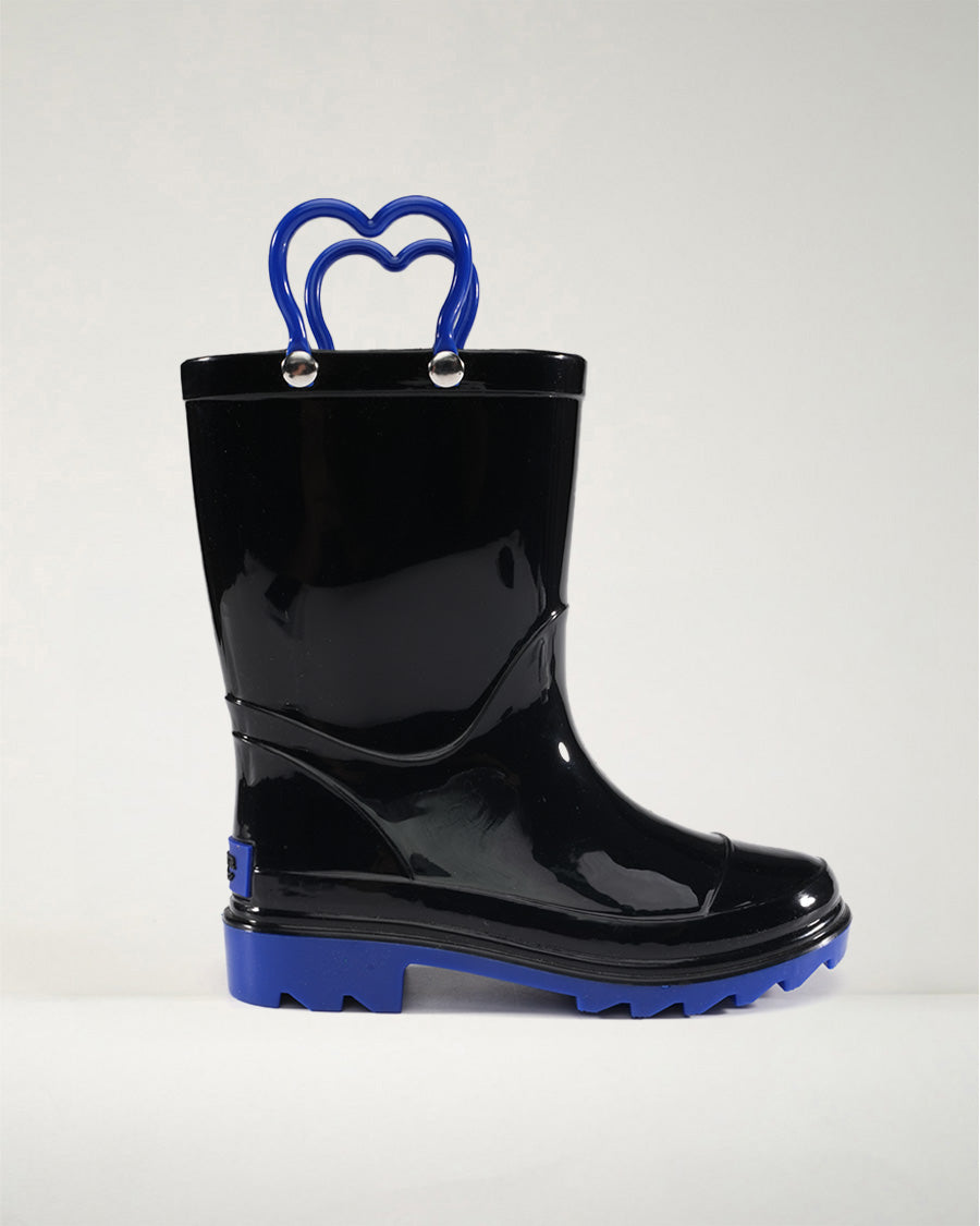 Black Puddle Jumper Kids Rubber Rain Boots