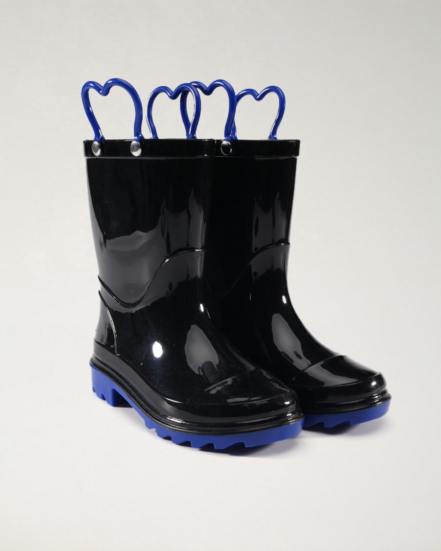 Black Puddle Jumper Kids Rubber Rain Boots