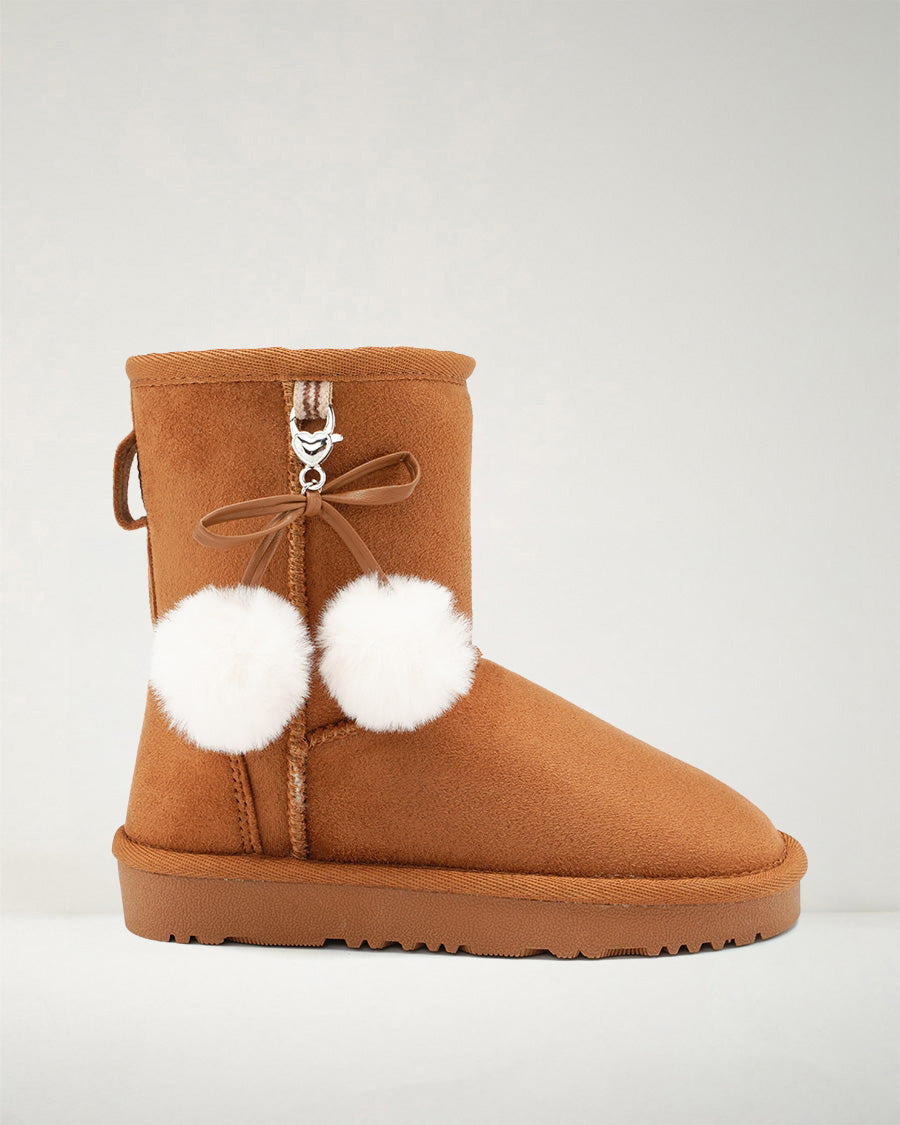 Chestnut Furever Cozy Kids Suede Boots