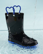 Black Puddle Jumper Kids Rubber Rain Boots
