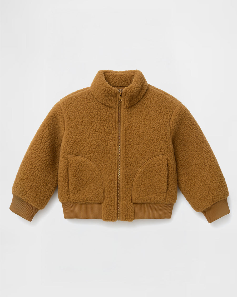 Chestnut Fluffed Up Kids Sherpa Jacket