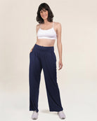 Navy Wide Leg Casual Pants