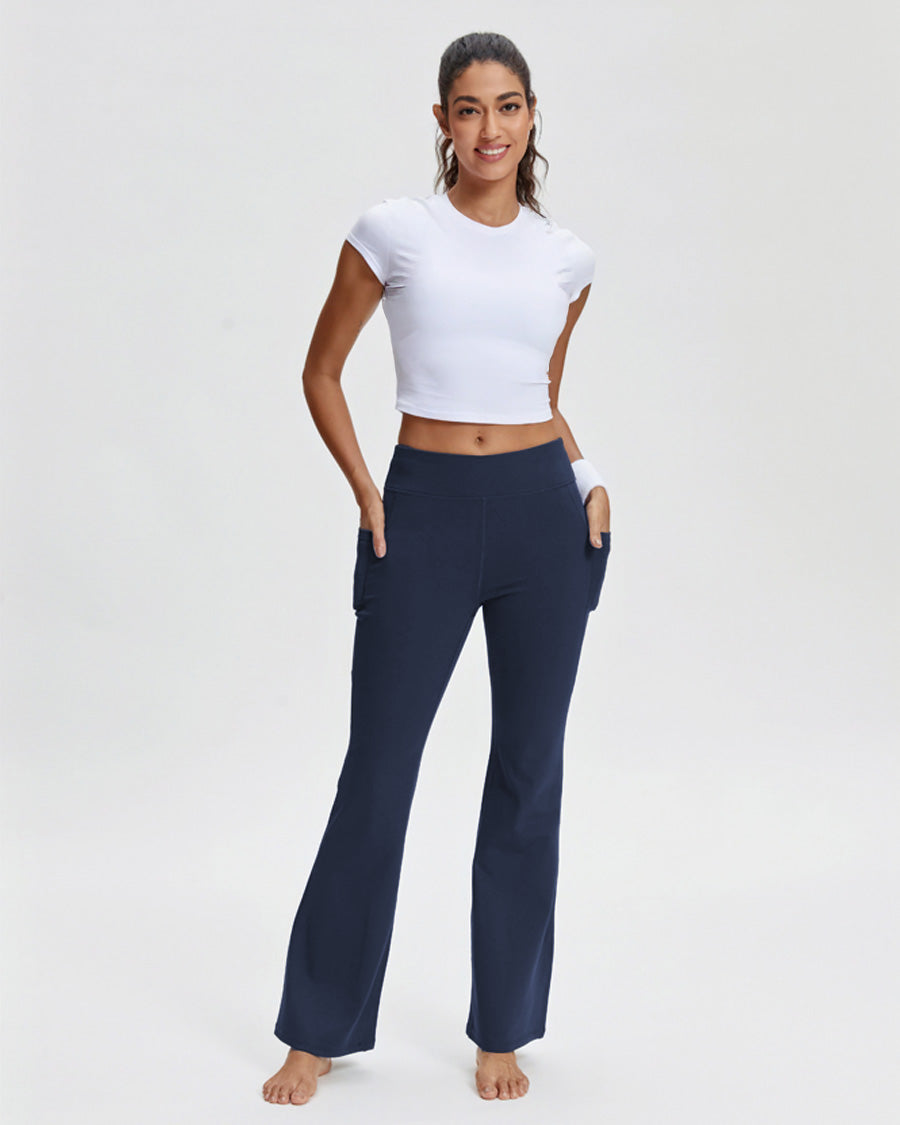 Navy Flared Fleece-Lined Leggings