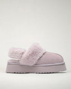 Lilac Warm-Lined Suede Slippers