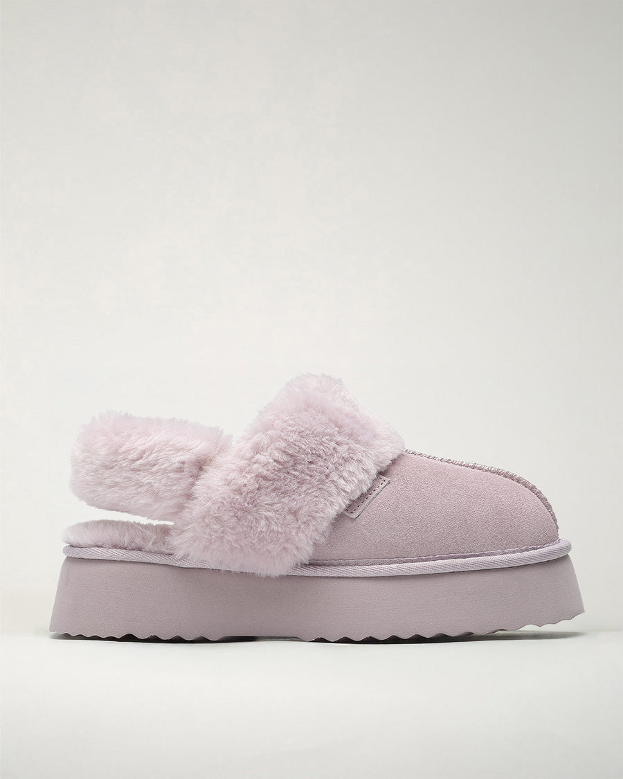 Lilac Warm-Lined Suede Slippers