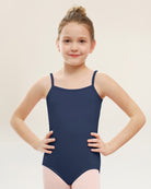 Navy Girls Performance Short-Sleeve Leotard