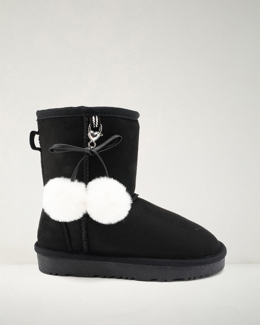 Black Furever Cozy Kids Suede Boots