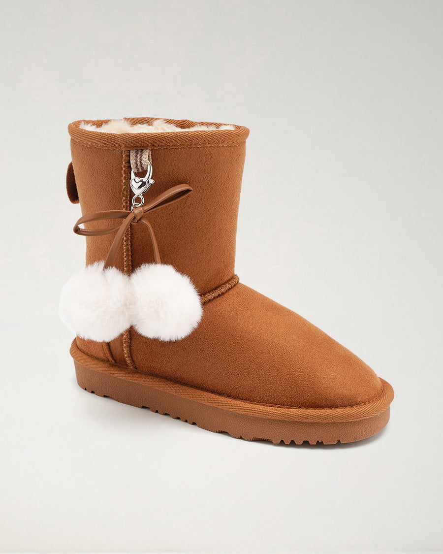 Chestnut Furever Cozy Kids Suede Boots