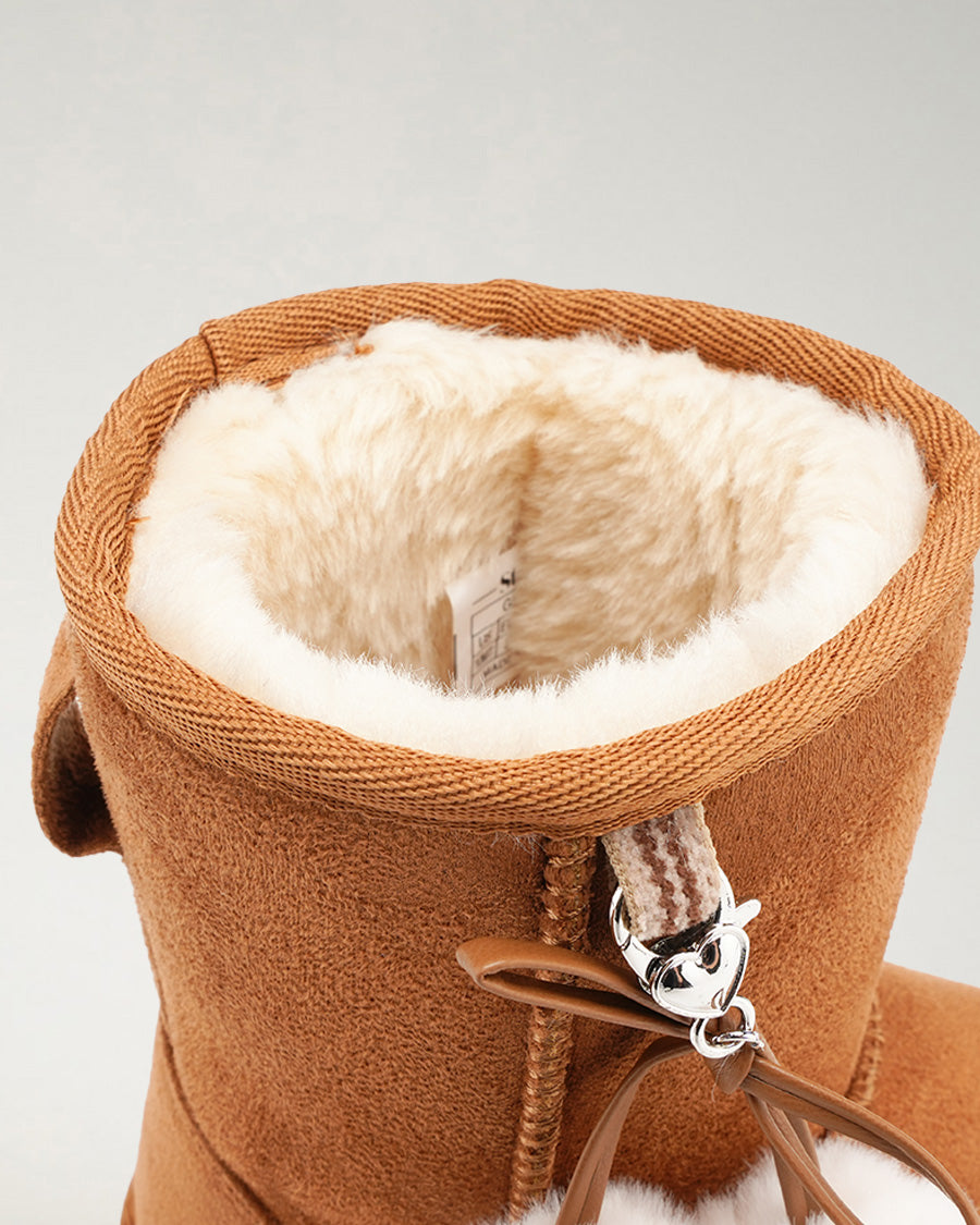 Chestnut Furever Cozy Kids Suede Boots