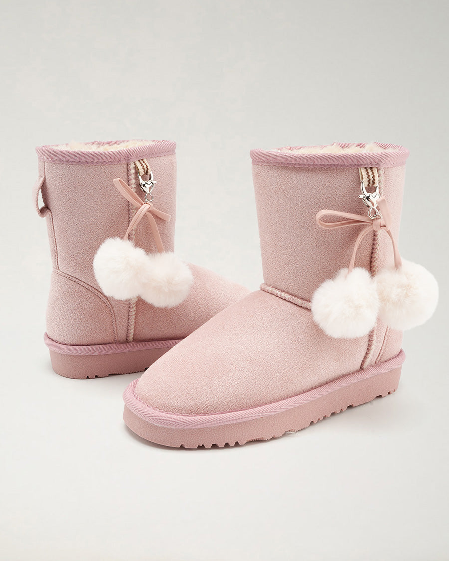 Pink Furever Cozy Kids Suede Boots
