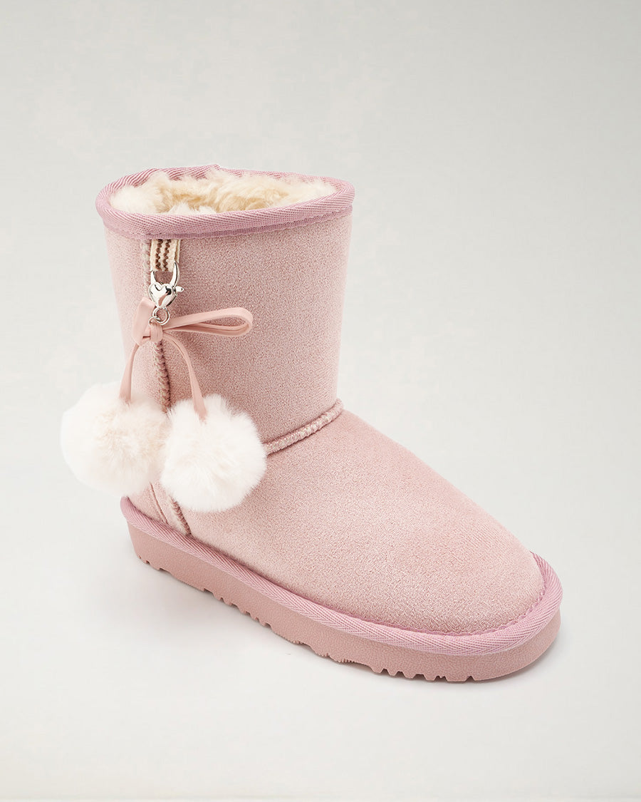 Pink Furever Cozy Kids Suede Boots