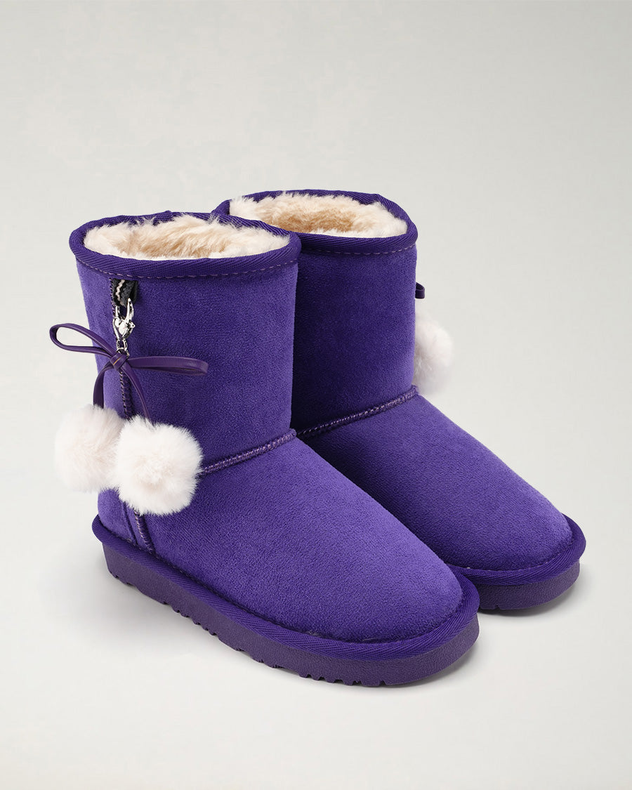 Purple Furever Cozy Kids Suede Boots