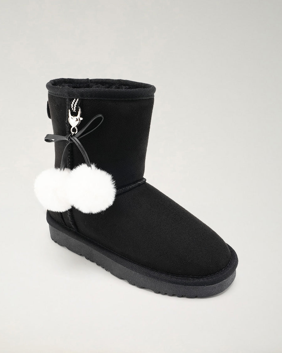 Black Furever Cozy Kids Suede Boots