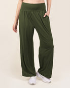 Olive Green Wide Leg Casual Pants