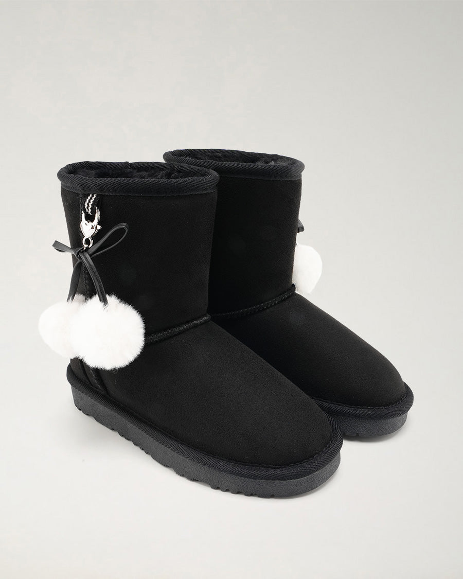 Black Furever Cozy Kids Suede Boots