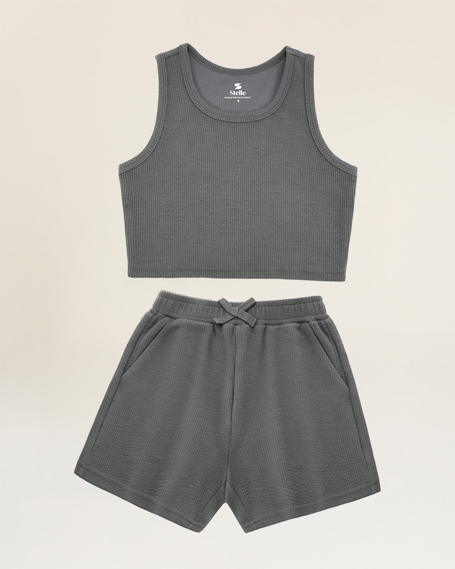 Charcoal Kids Matching Summer Outfit | Cute Tank Top & Shorts Set