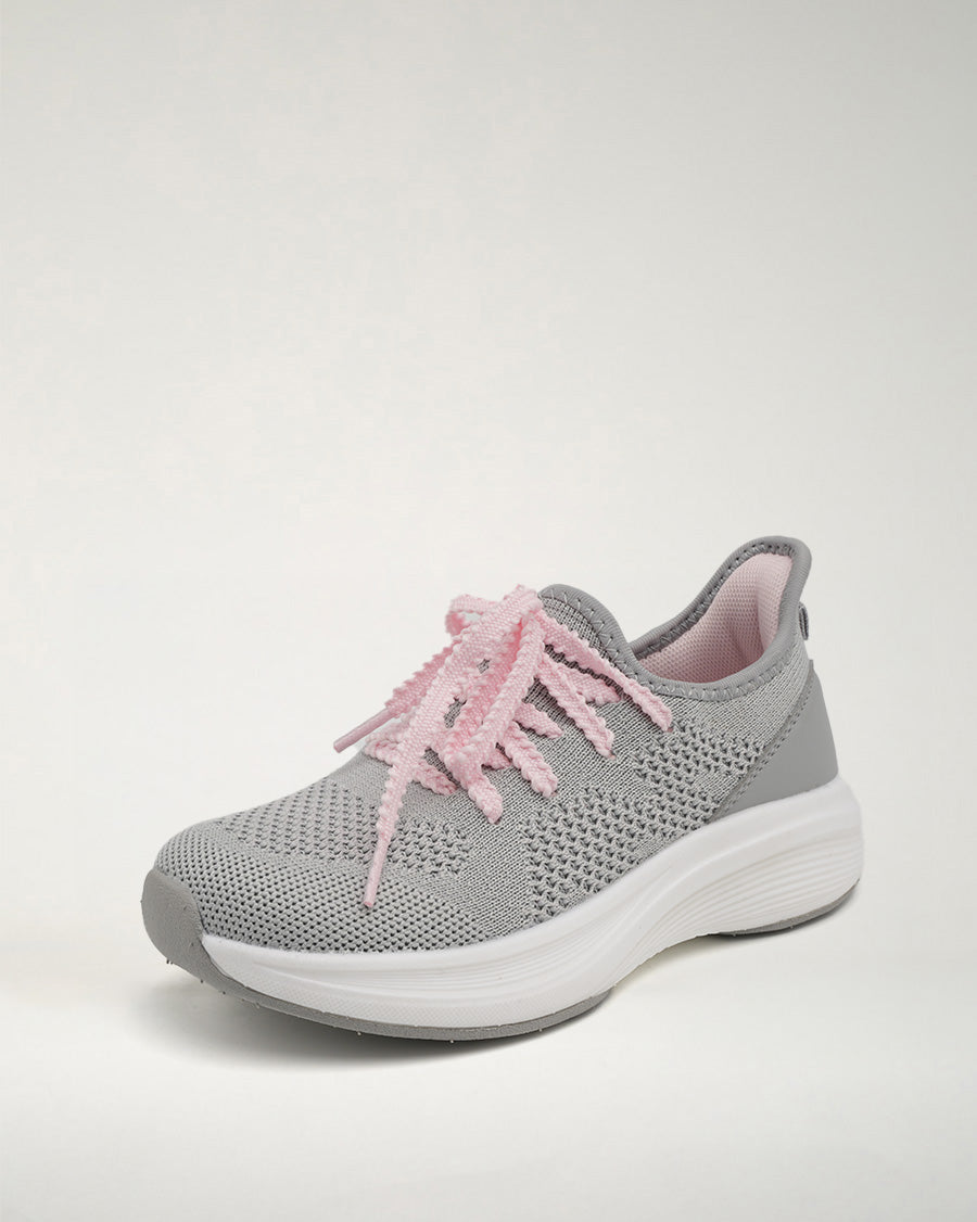 Light Grey Kids Lace-Up Running Sneakers