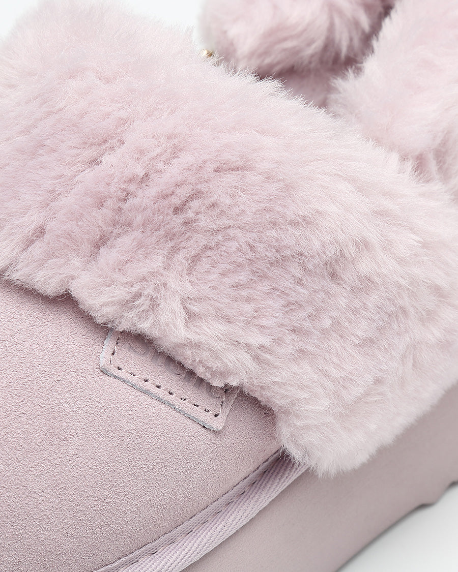 Lilac Warm-Lined Suede Slippers