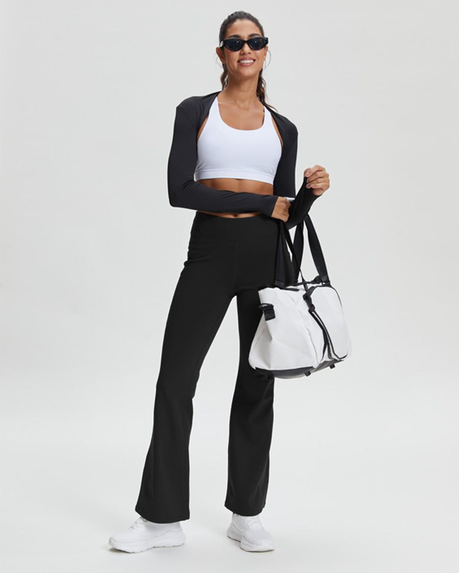 Black Flared Fleece-Lined Leggings