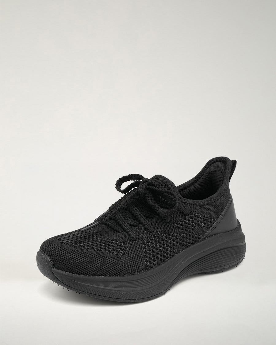 Black Kids Lace-Up Running Sneakers
