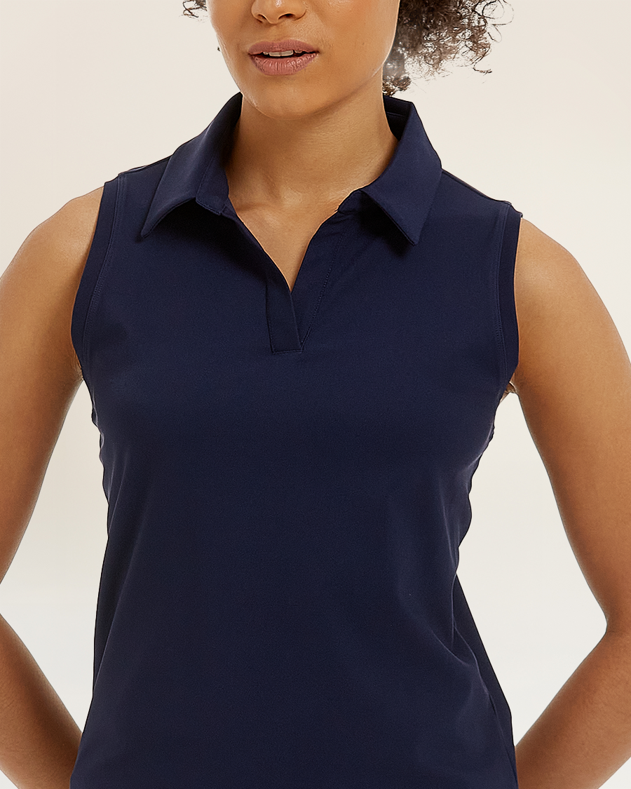 Navy Classic Fit Sleeveless Polo Shirt 2.0