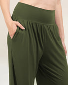 Olive Green Wide Leg Casual Pants