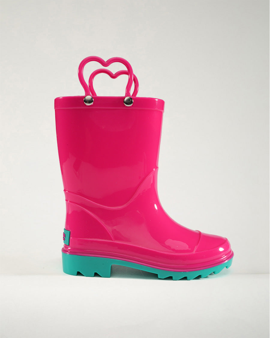 Fuchsia Puddle Jumper Kids Rubber Rain Boots