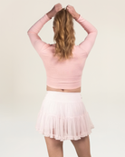 Cherry Blossom Cropped Henley | Long-Sleeve V-Neck Shirt