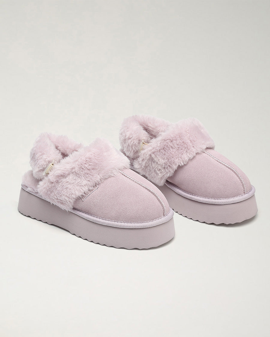 Lilac Warm-Lined Suede Slippers