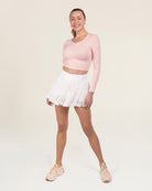 Cherry Blossom Cropped Henley | Long-Sleeve V-Neck Shirt