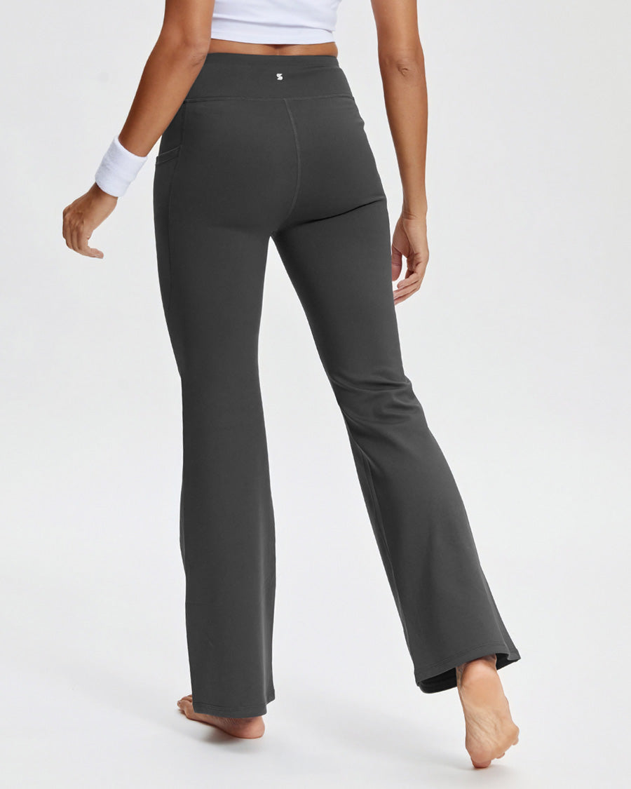 Charcoal Flared Fleece-Lined Leggings