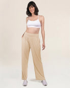 Beige Wide Leg Casual Pants
