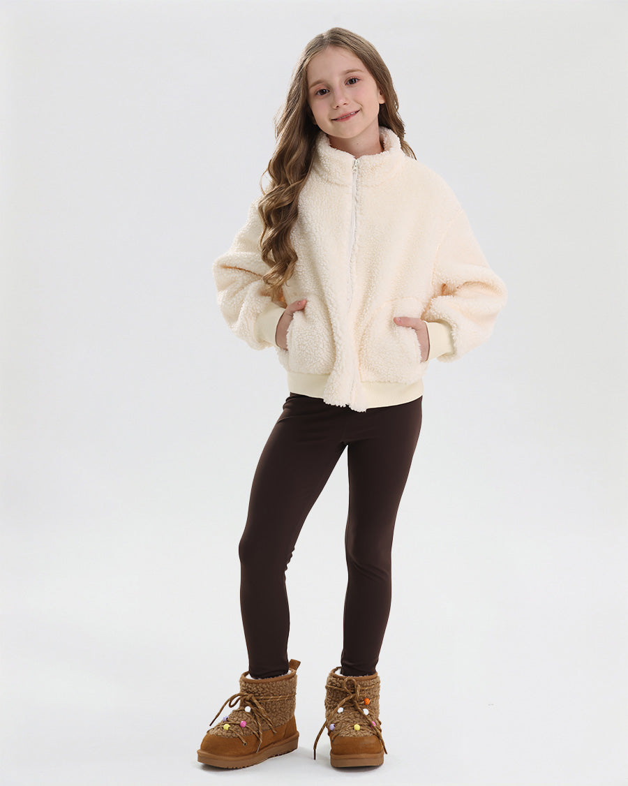 Creme Fluffed Up Kids Sherpa Jacket