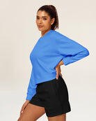 Vibrant Blue Crop Oversized Sweatshirt