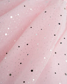 Ballet Pink Girls Sparkling Sweetheart Mesh Inserted Short Sleeves Tulle Dress