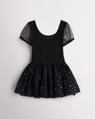 Black Girls Sparkling Sweetheart Mesh Inserted Short Sleeves Tulle Dress