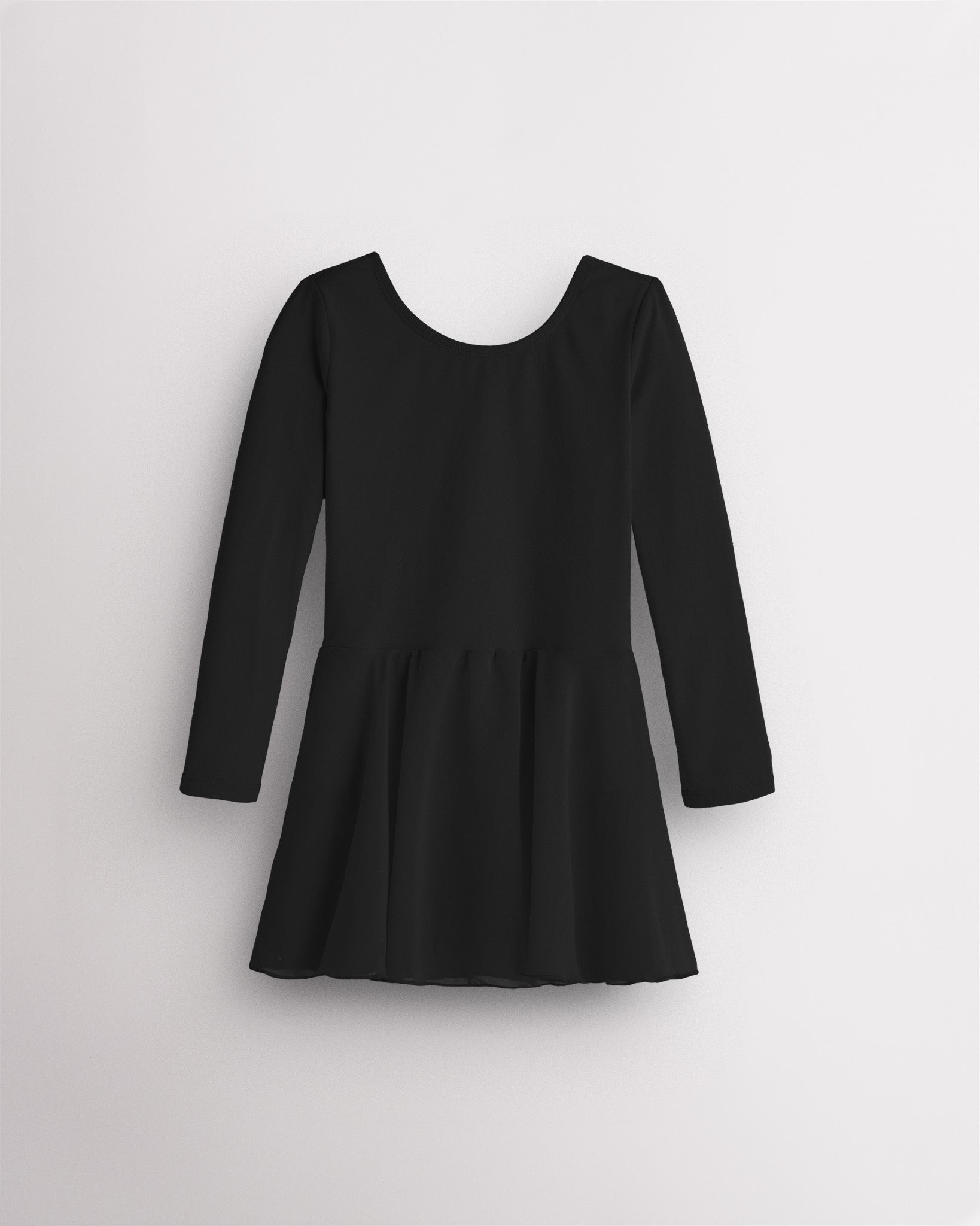 Black Girls Long Sleeve Ballet Leotards with Sheer Skirt