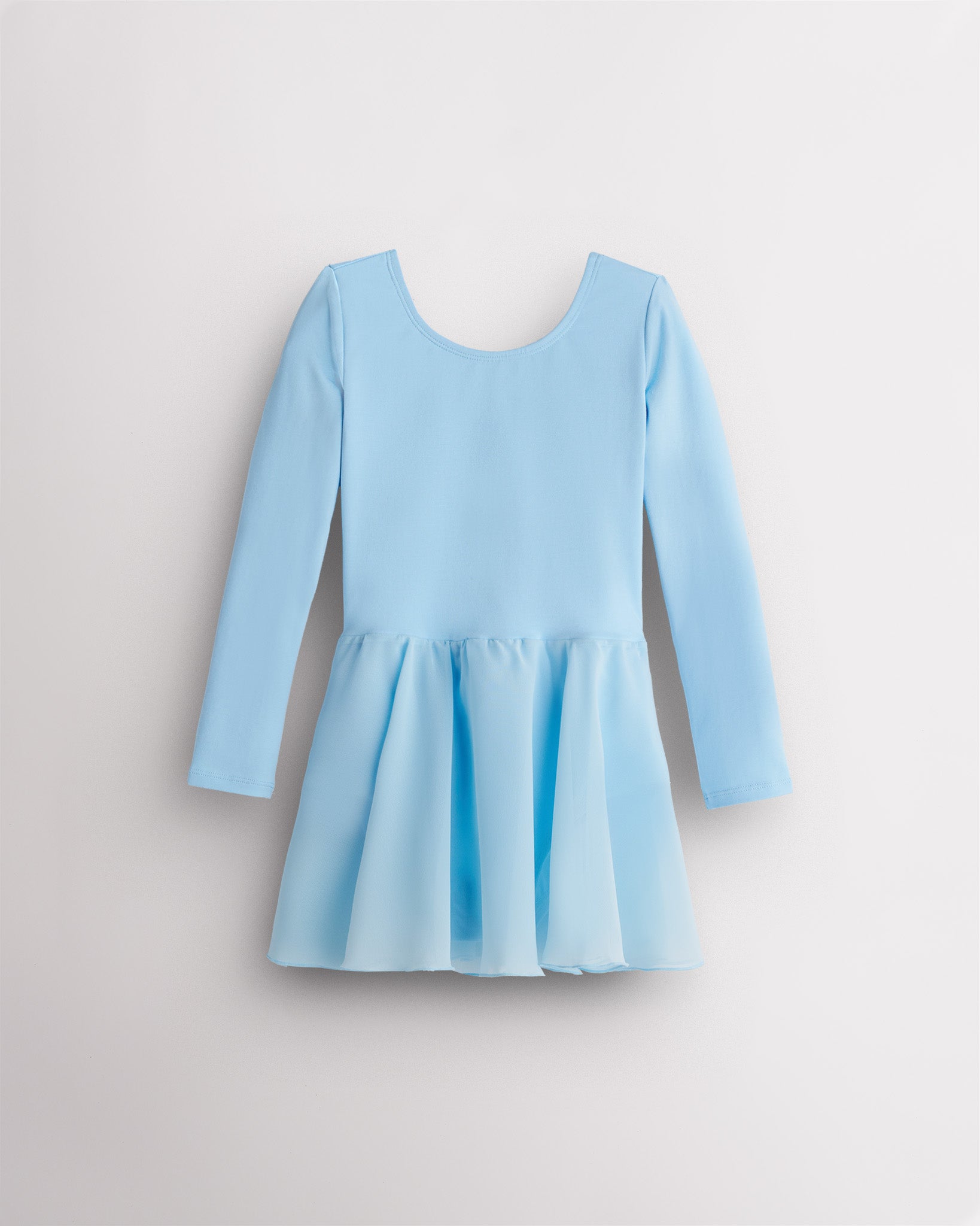 Blue Girls Long Sleeve Ballet Leotards with Sheer Skirt
