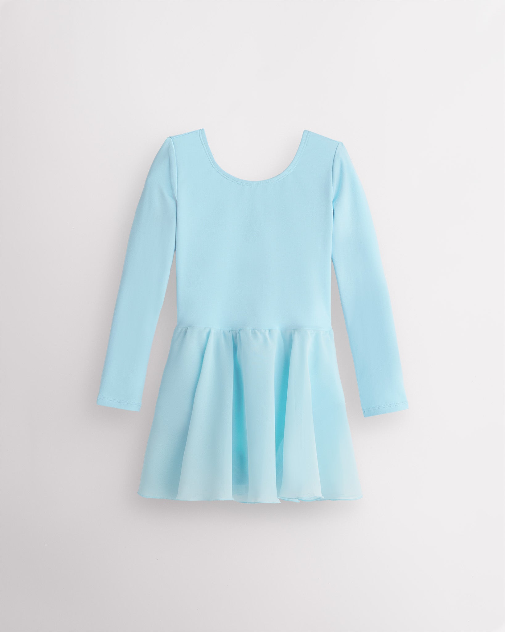 Pool Blue Girls Long Sleeve Ballet Leotards with Sheer Skirt